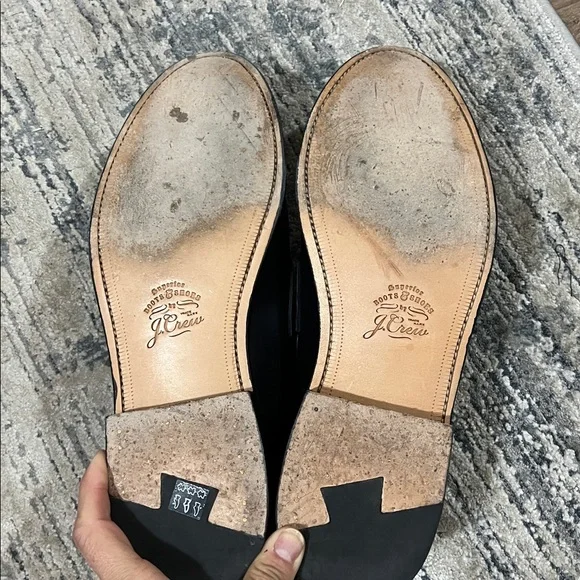 J Crew Ludlow Leather Oxford 11.5 D Black Penny Loafer Dress Shoes Bench Made - Picture 5 of 6